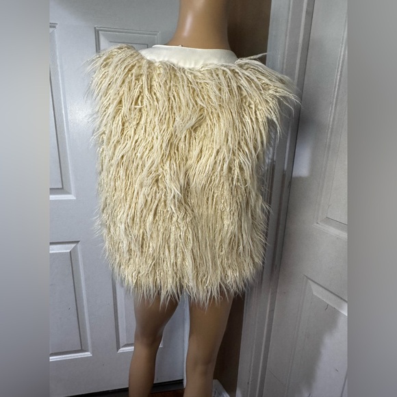 271 Flying Tomato Cream Faux Fur Vest Brown Rust Aztec Pattern Embroidery large - Picture 6 of 8